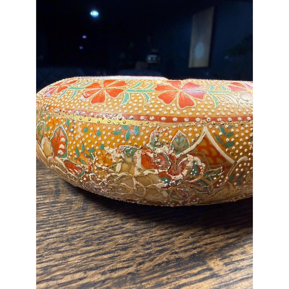 Vintage Hand-Painted Gold Floral Ceramic Ashtray | Mid Century Catchall - Picture 16 of 17
